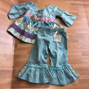 Matilda Jane bright lights big ruffles outfit, size 12-18 months, nwt